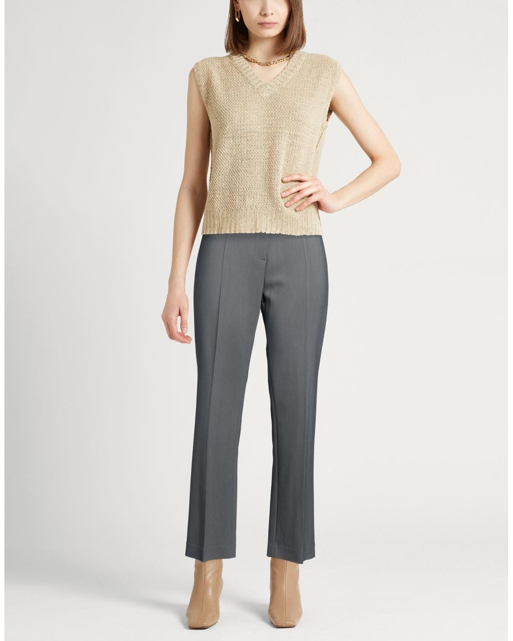 Nanushka Gray Charcoal Pants Viscose, Elastane
