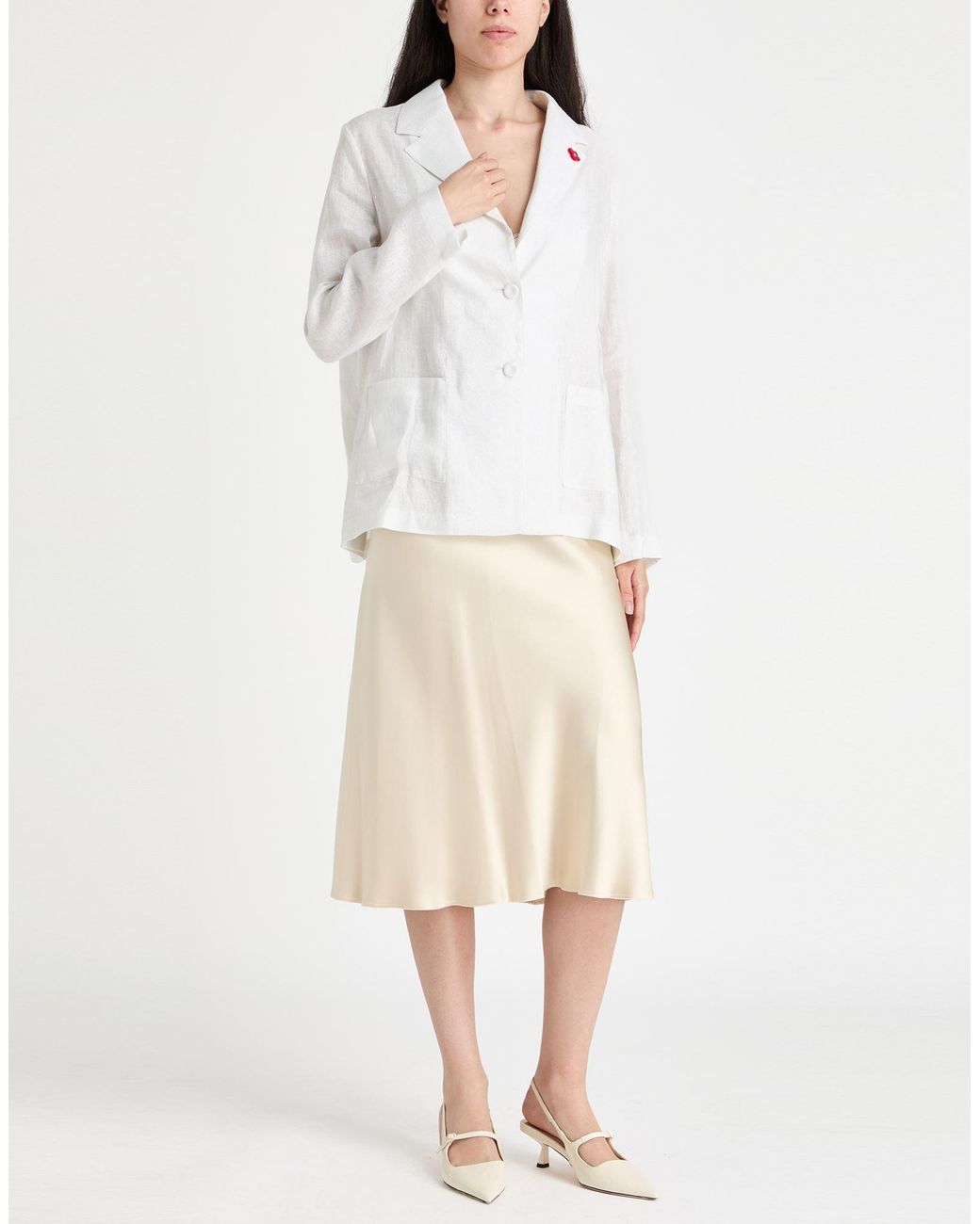 Lardini White Blazer Linen, Polyester