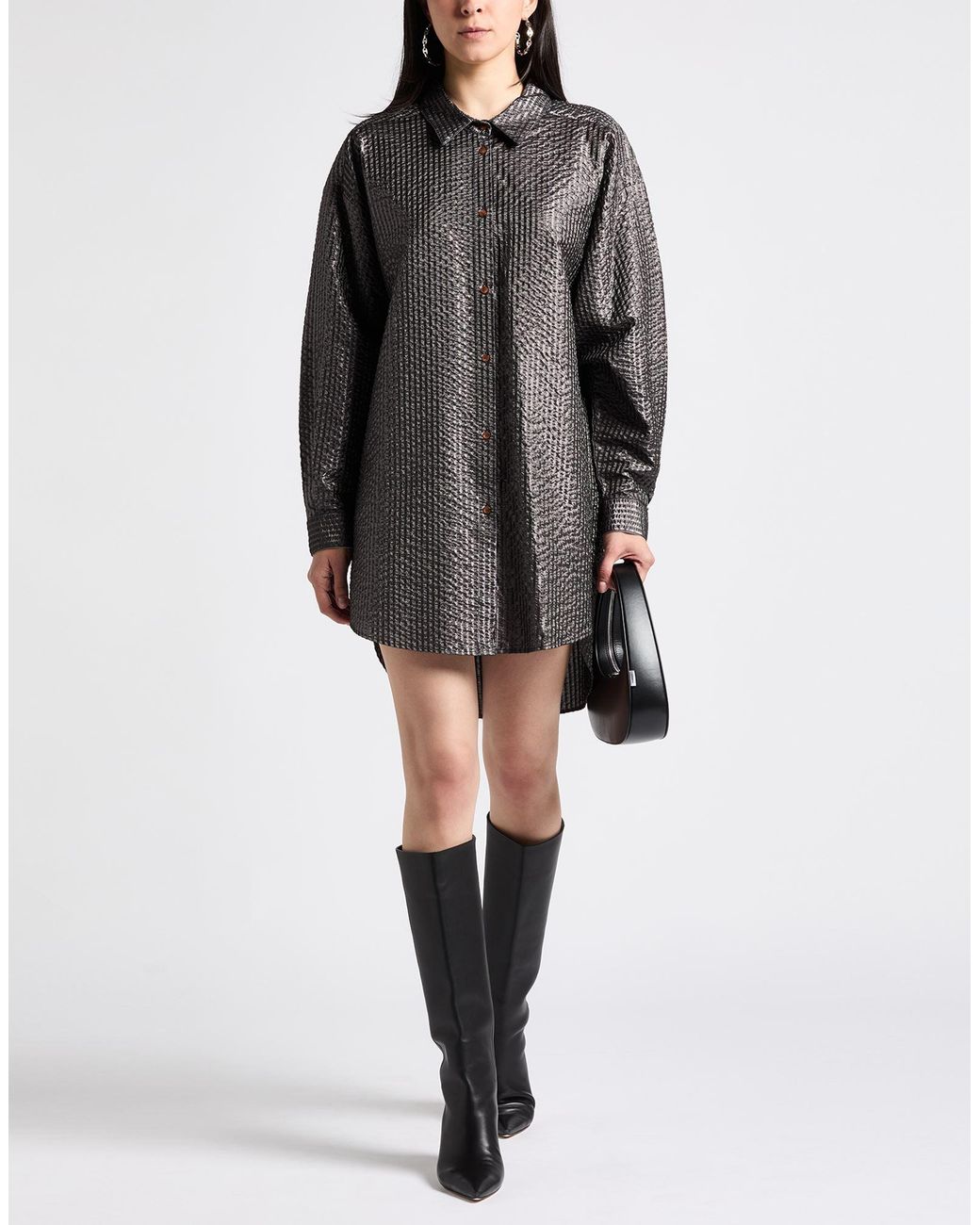 Alysi Gray Shirt Viscose, Polyester, Metallic Fiber