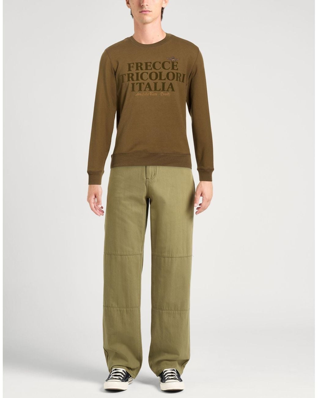 Aeronautica Militare Green Military Sweatshirt Cotton, Elastane for men