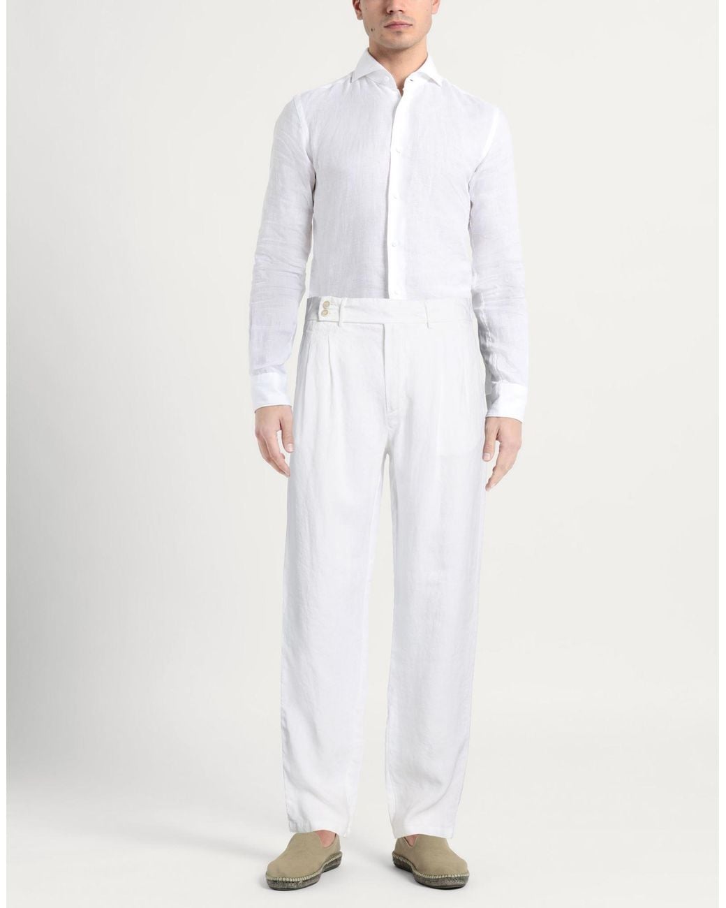 120% Lino White Pants for men