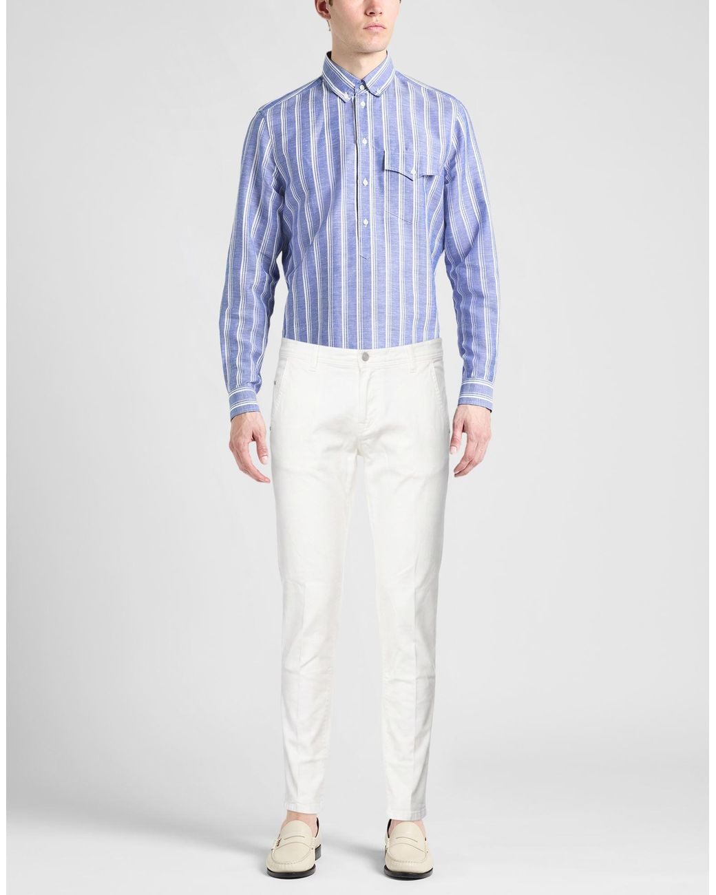 Barba Napoli White Pants Cotton, Elastane for men