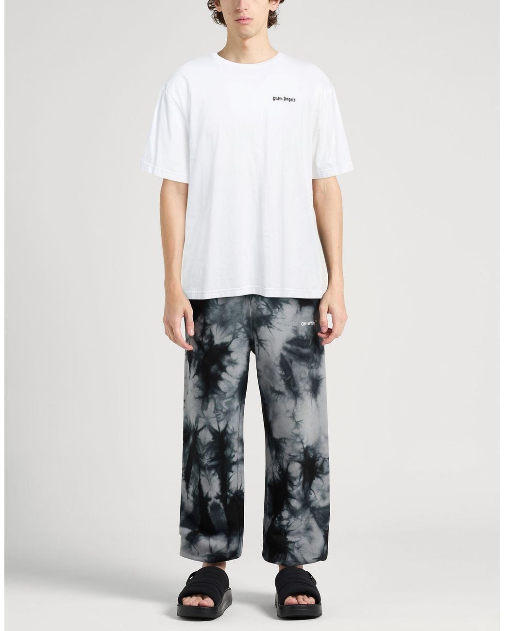 Palm Angels White T-Shirt Cotton, Polyester for men