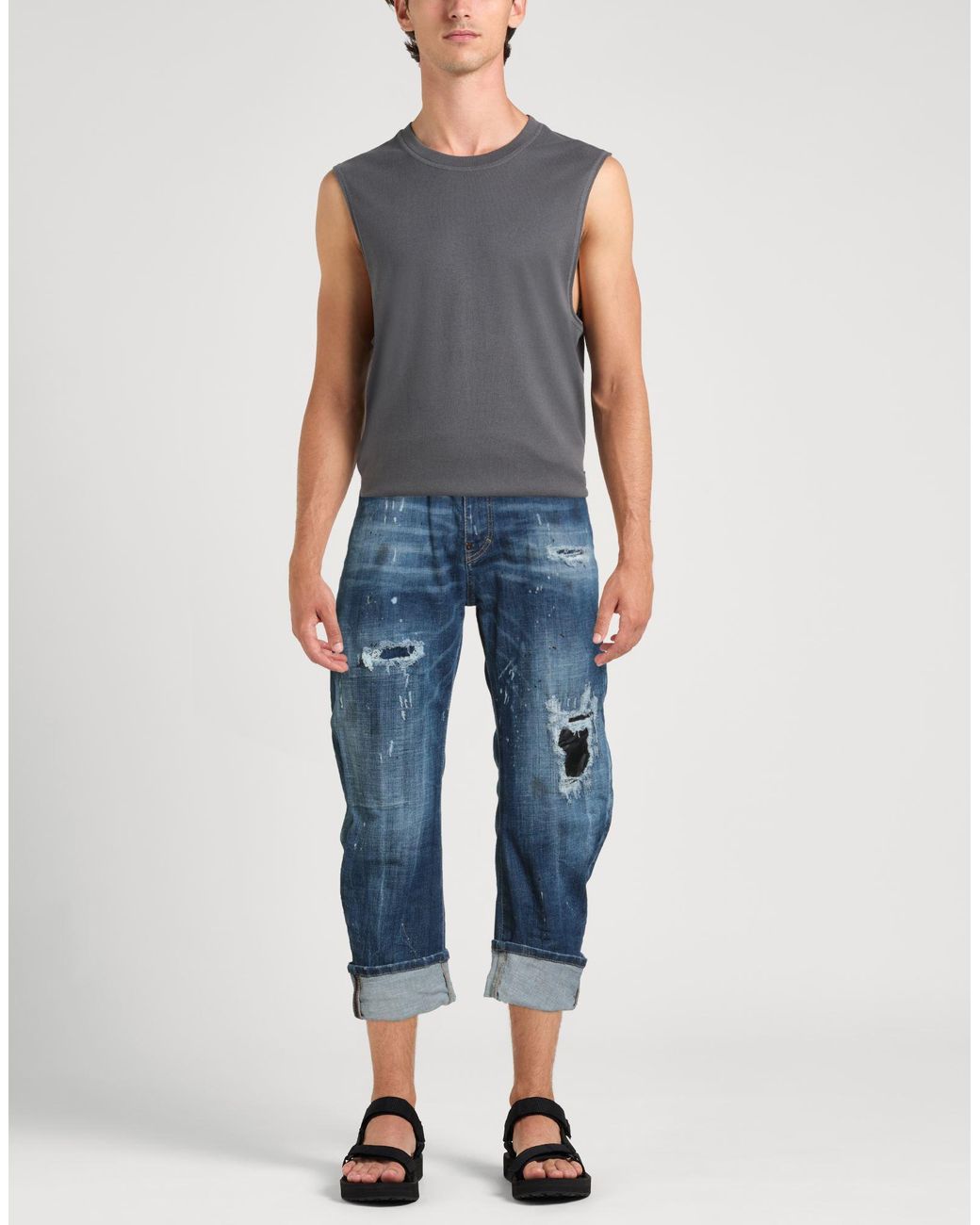 DSquared² Blue Jeans Cotton, Polyester, Elastane, Calfskin for men