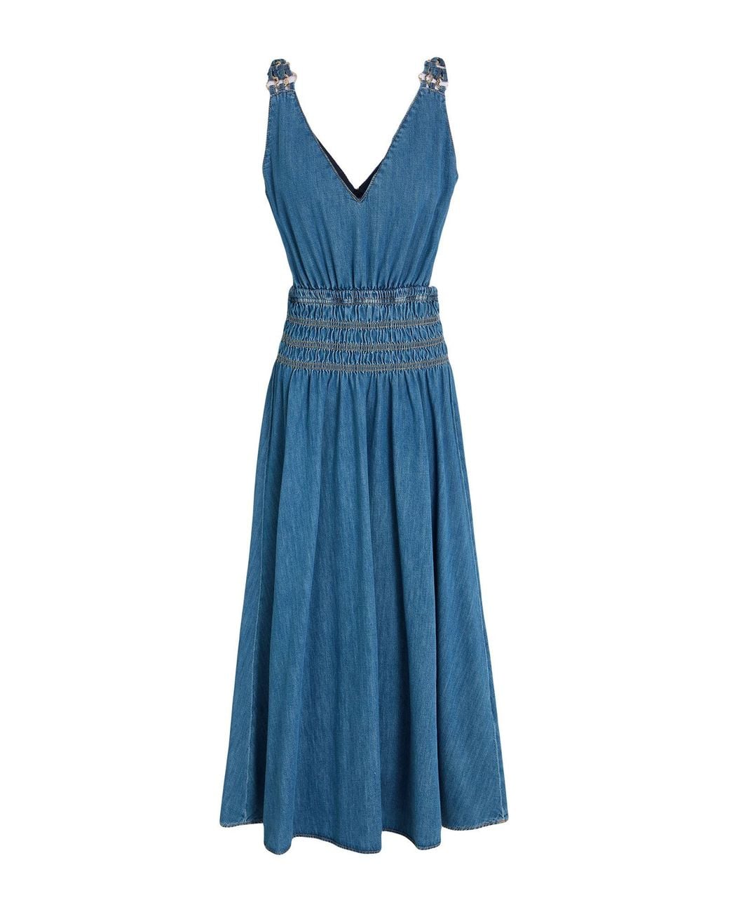Maje Blue Midi Dress Cotton