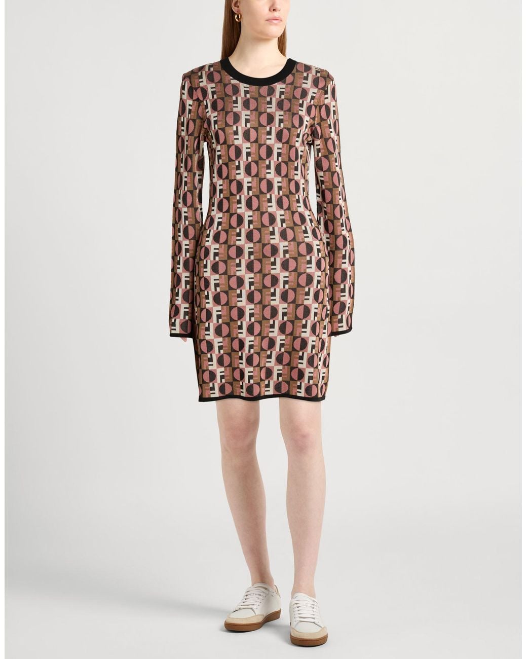 Fendi Pink Antique Rose Mini Dress Viscose, Polyamide, Elastane