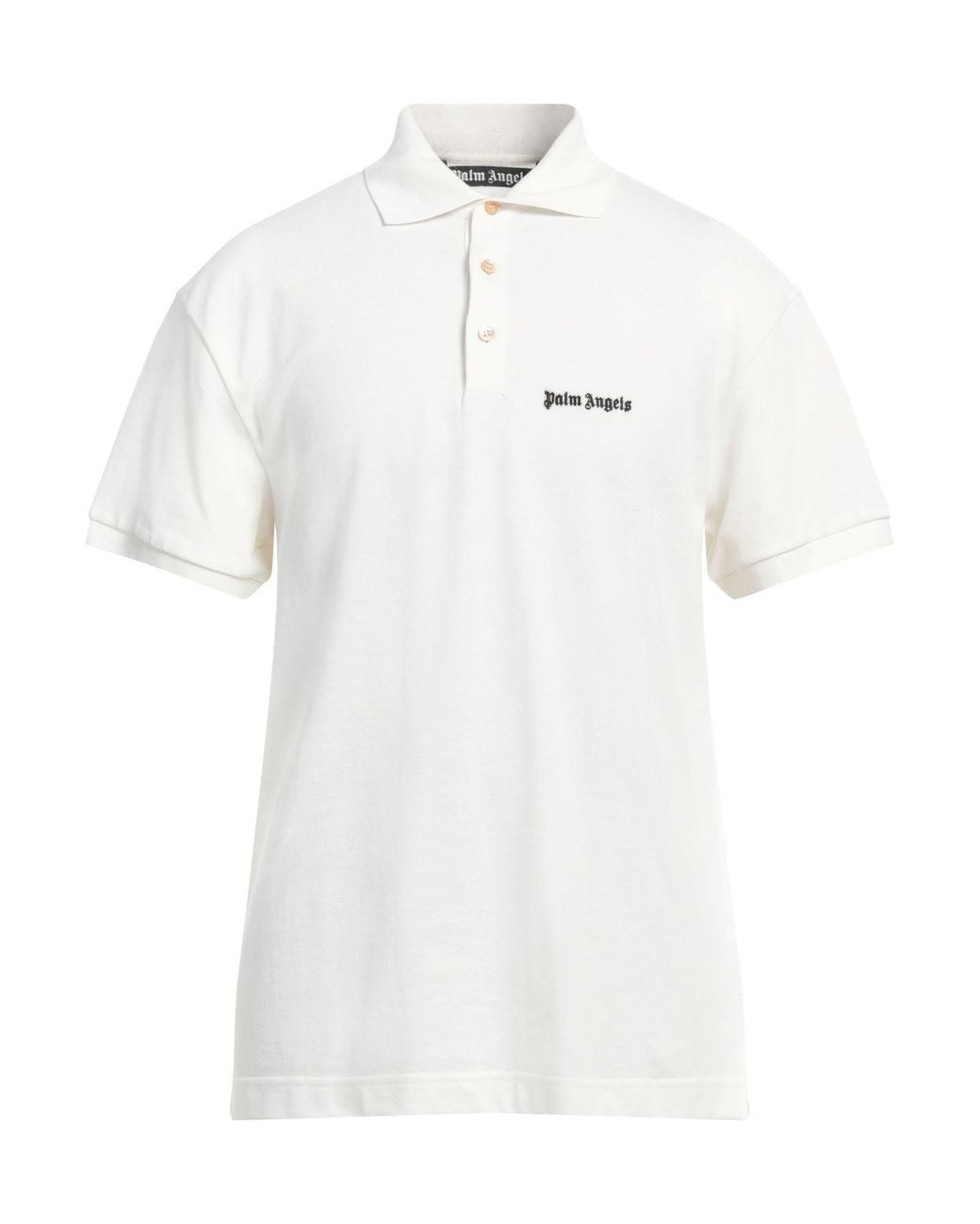 Palm Angels White Polo Shirt Cotton for men