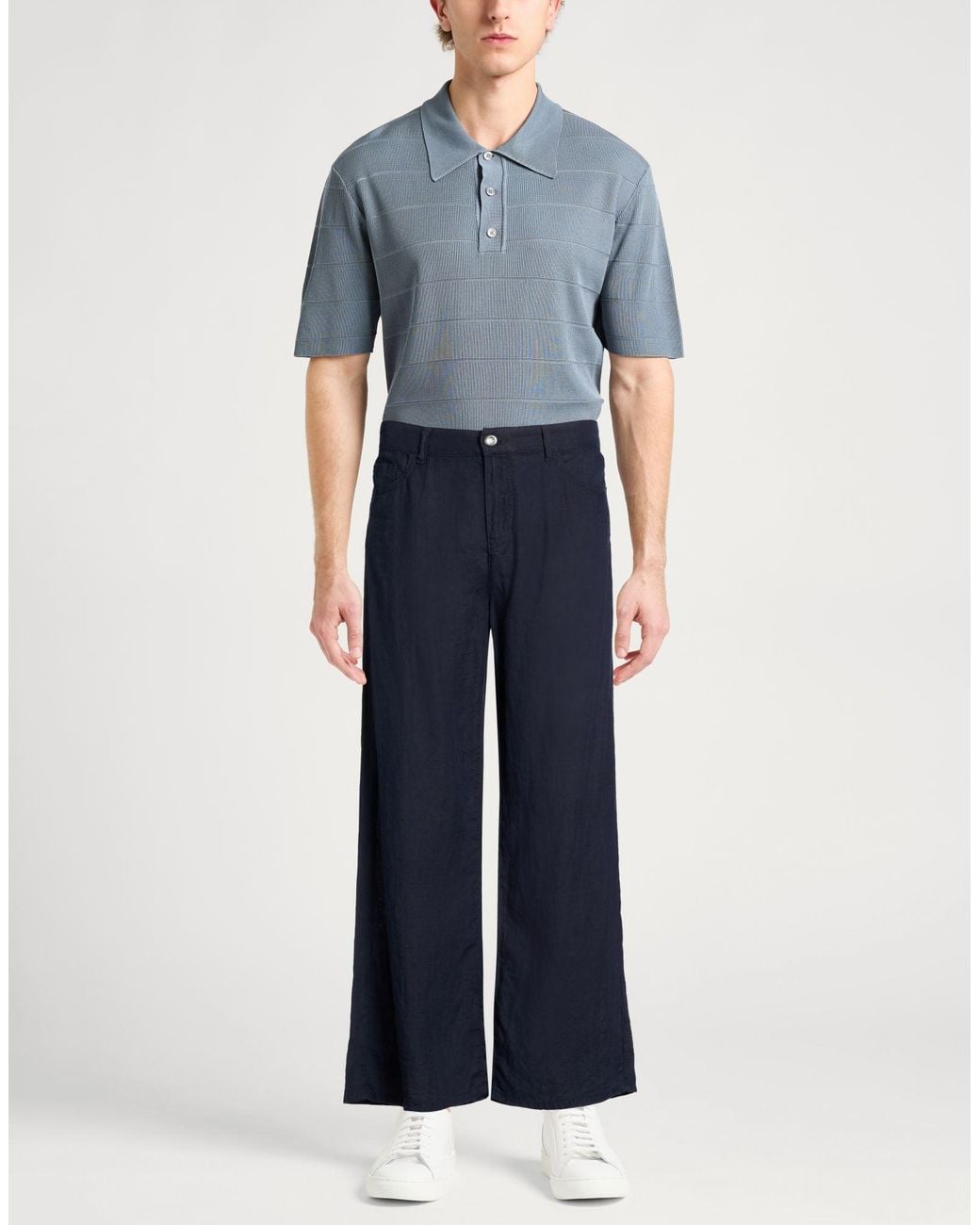 Emporio Armani Blue Pants Linen for men