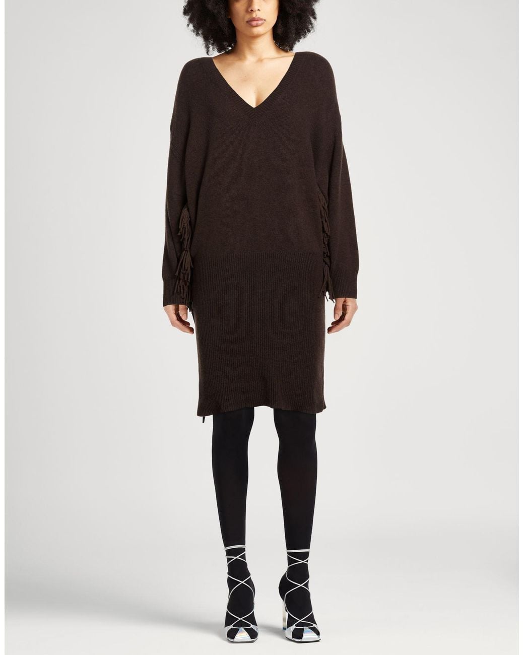 Akep Brown Mini Dress Viscose, Polyamide, Wool, Cashmere