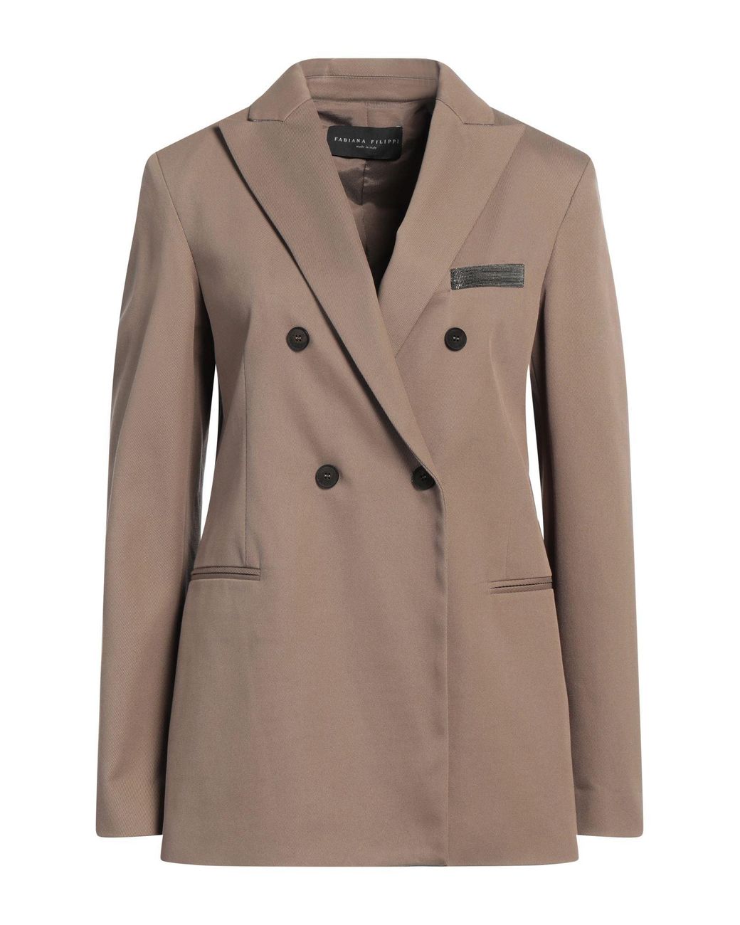 Fabiana Filippi Brown Khaki Blazer Cotton, Polyamide, Elastane, Ecobrass