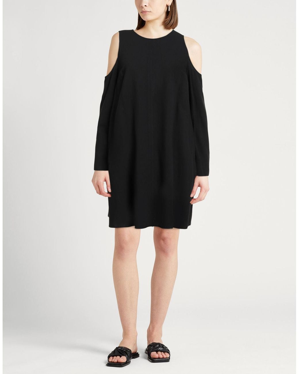 Alysi Black Mini Dress Viscose, Cotton