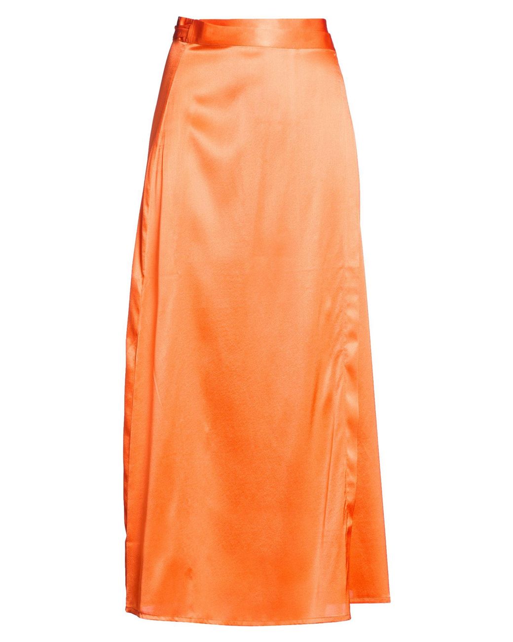 Roberto Collina Orange Maxi Skirt Silk, Elastane