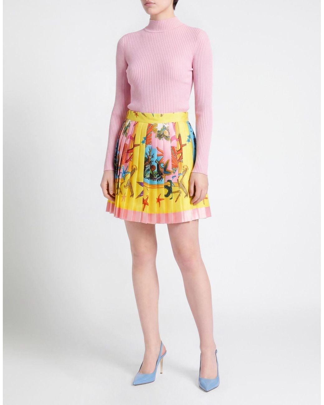 Versace Yellow Mini Skirt Polyester