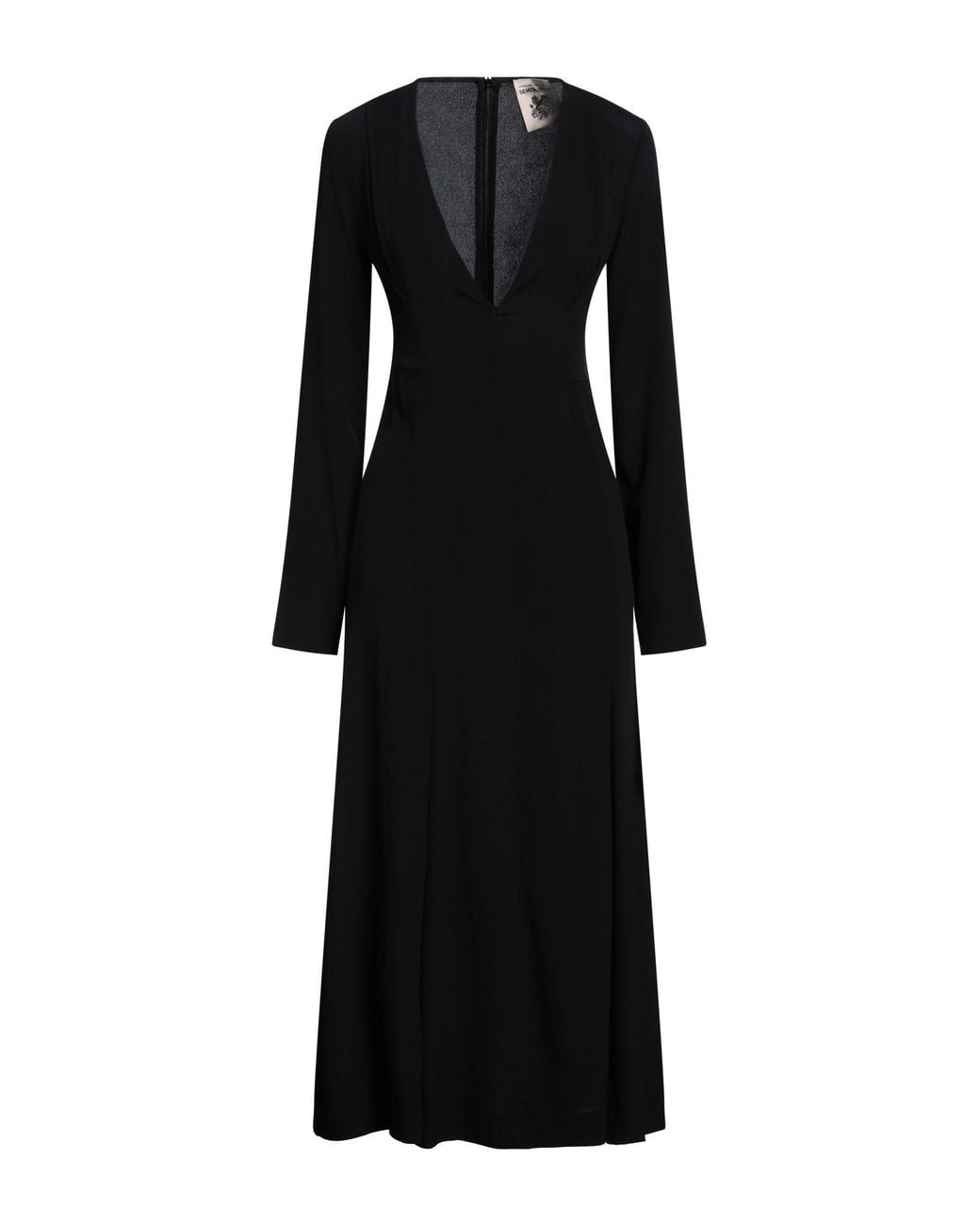 Semicouture Black Midi Dress Acetate, Silk