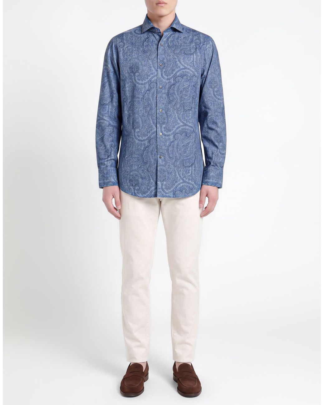 Brunello Cucinelli Blue Shirt Cotton for men