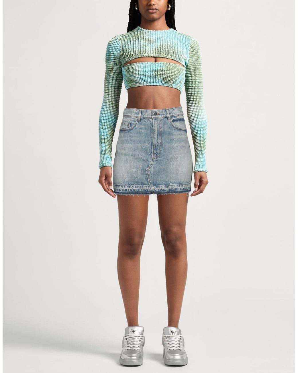 Amiri Blue Denim Skirt