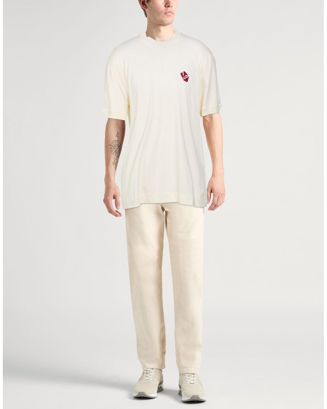 Emporio Armani White Cream T-Shirt Cotton for men