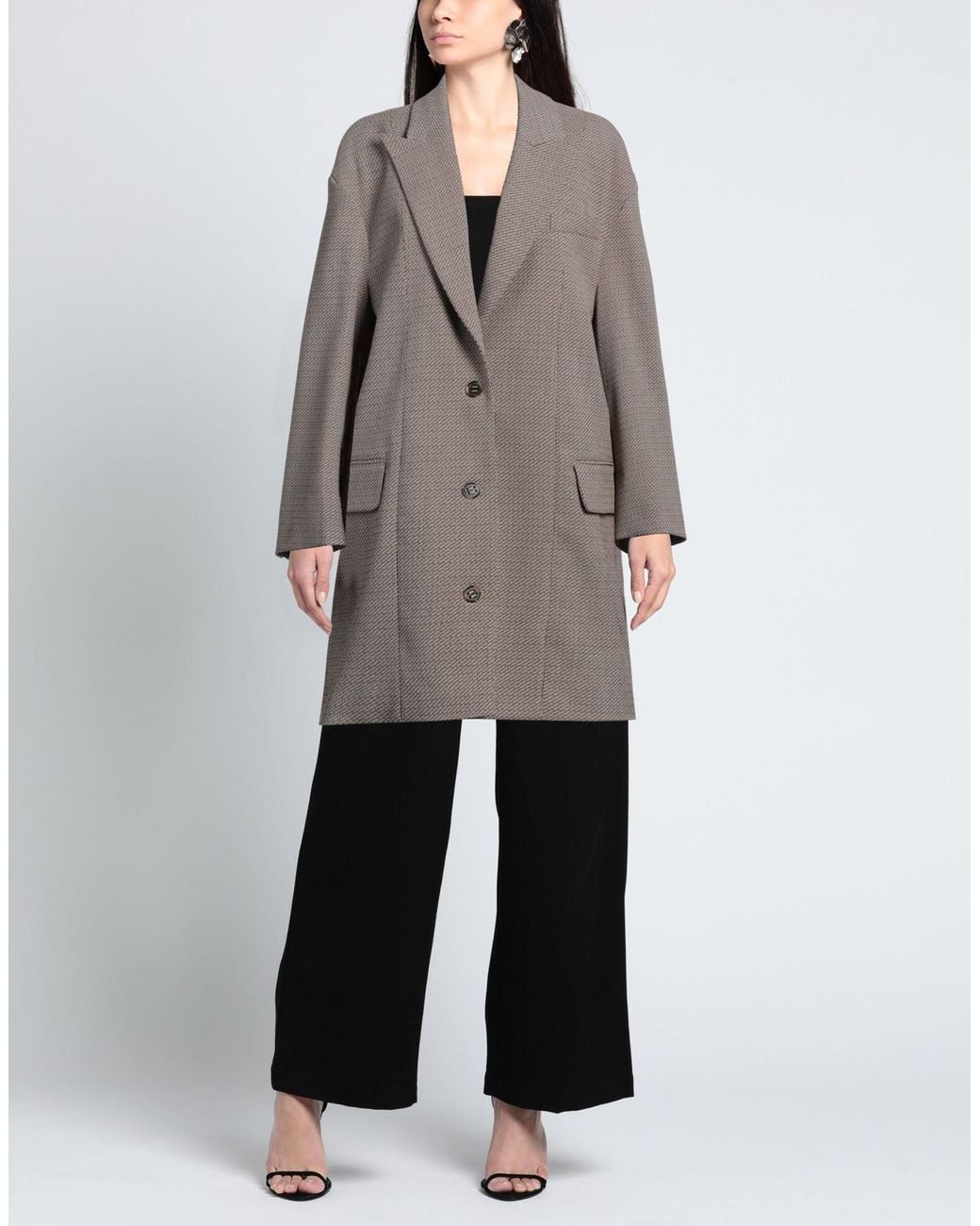 Aeron Gray Polyester-Viscose Tweed Single-Breasted Coat
