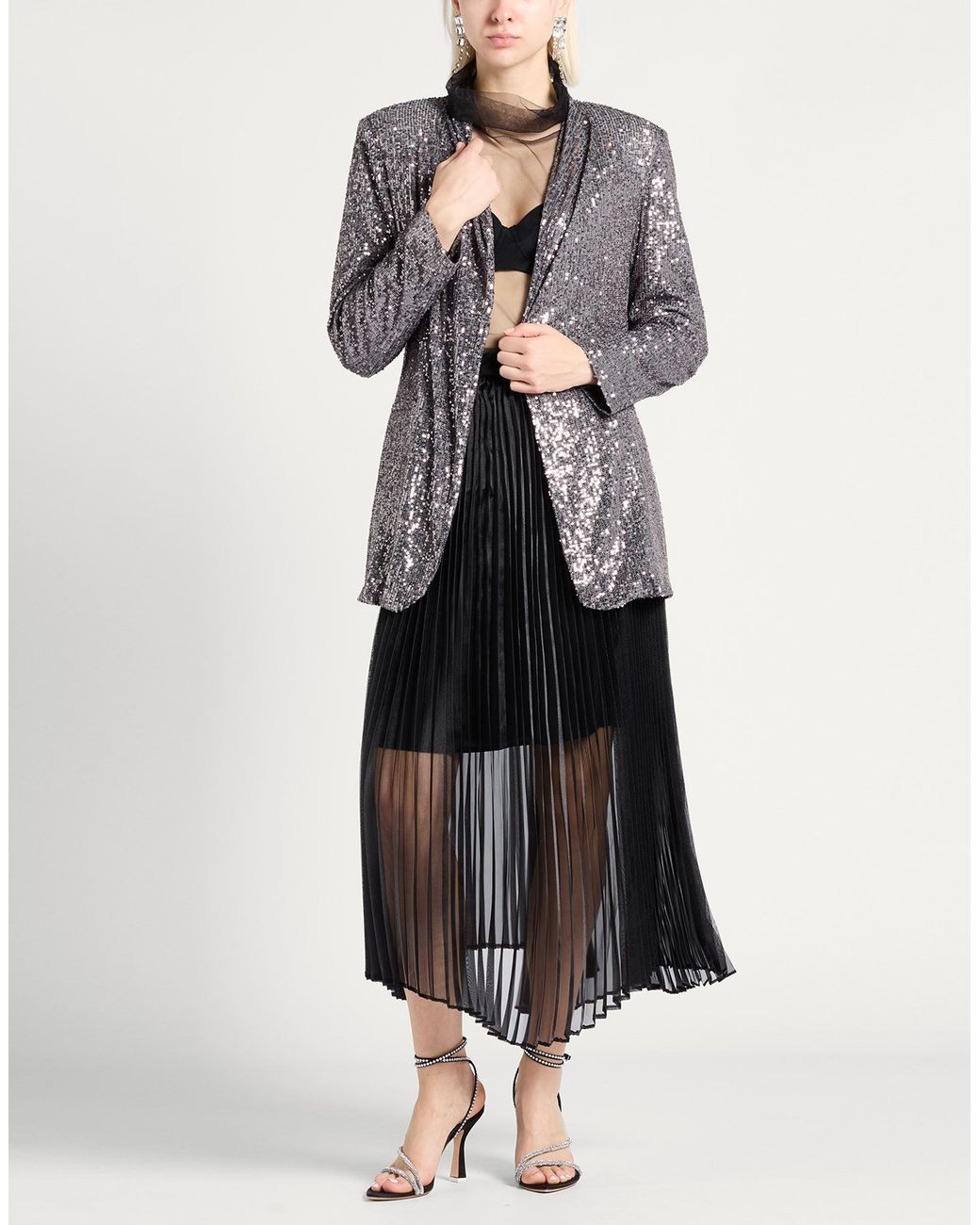 Alessandra Gallo Gray Jacket Polyester, Elastane