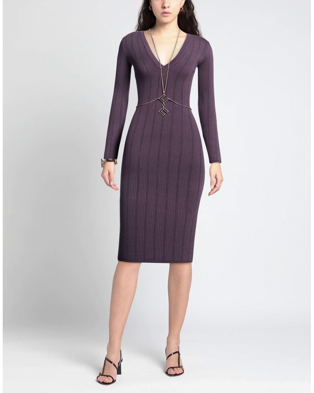 Elisabetta Franchi Purple Midi Dress