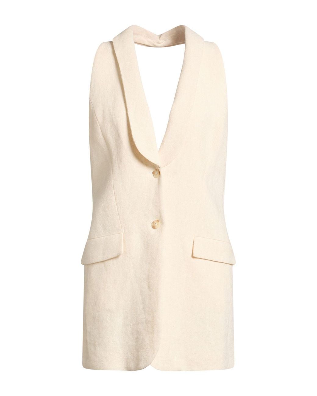 Alberta Ferretti Natural Tailored Vest Linen