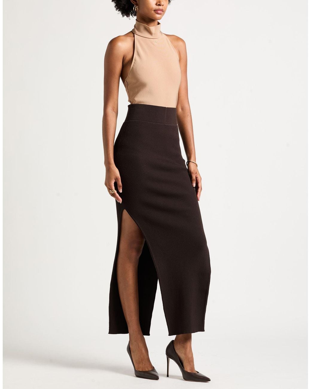 Rick Owens Black Maxi Skirt Viscose, Polyester, Polyamide, Elastane