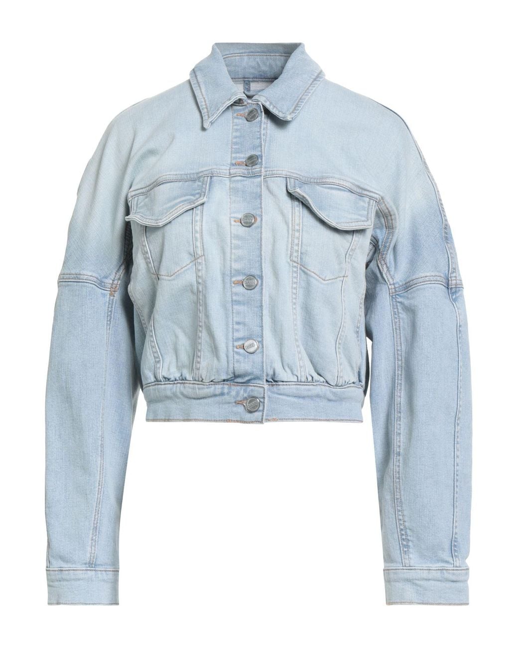 Ganni Blue Denim Outerwear Cotton, Elastane
