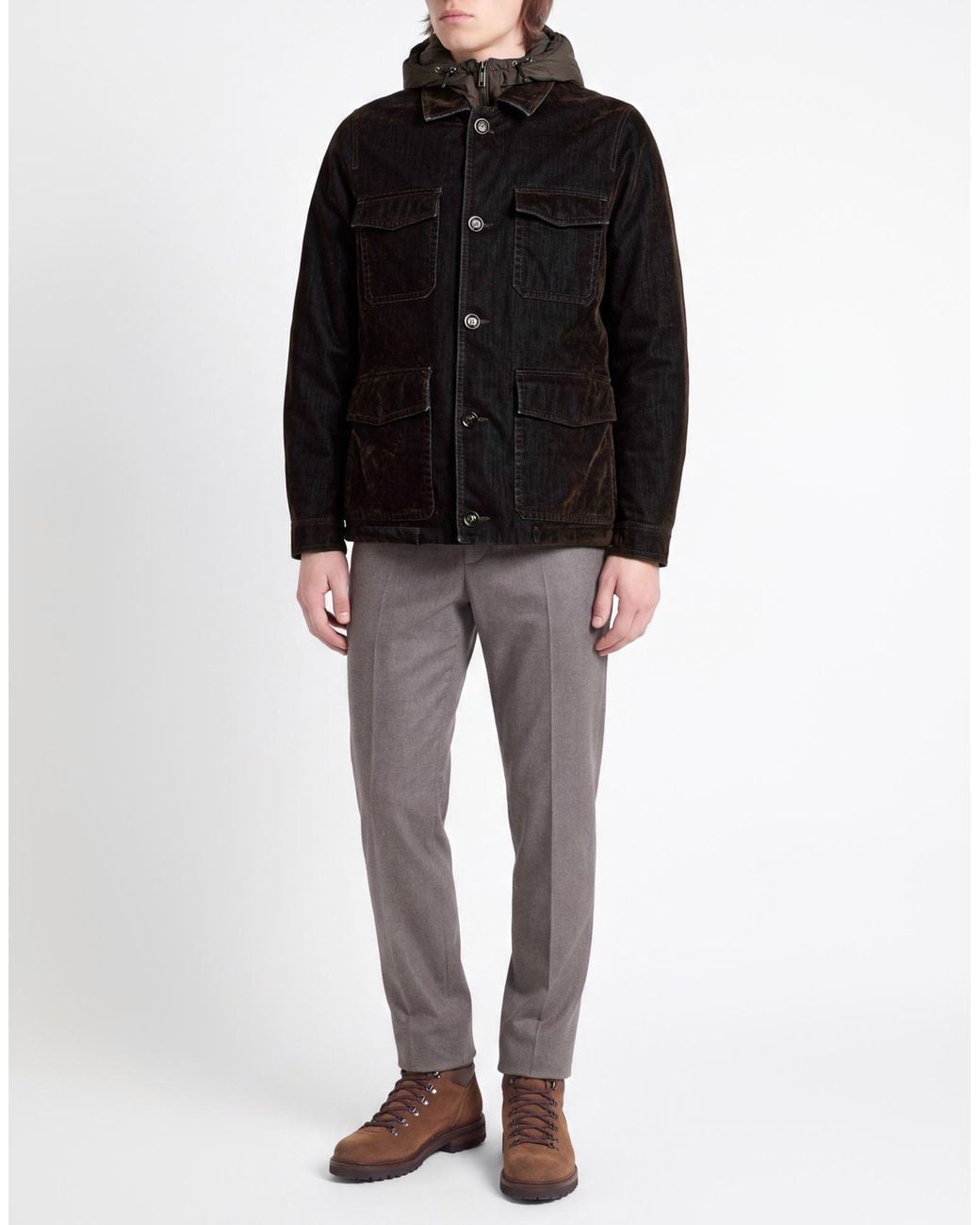 Moorer Black Jacket Cotton, Polyurethane for men