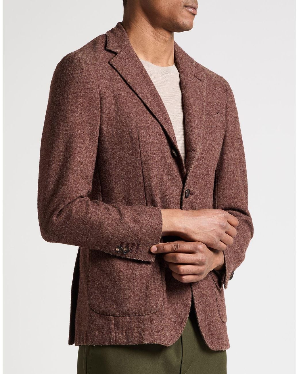 Santaniello Brown Blazer Cotton, Polyester for men