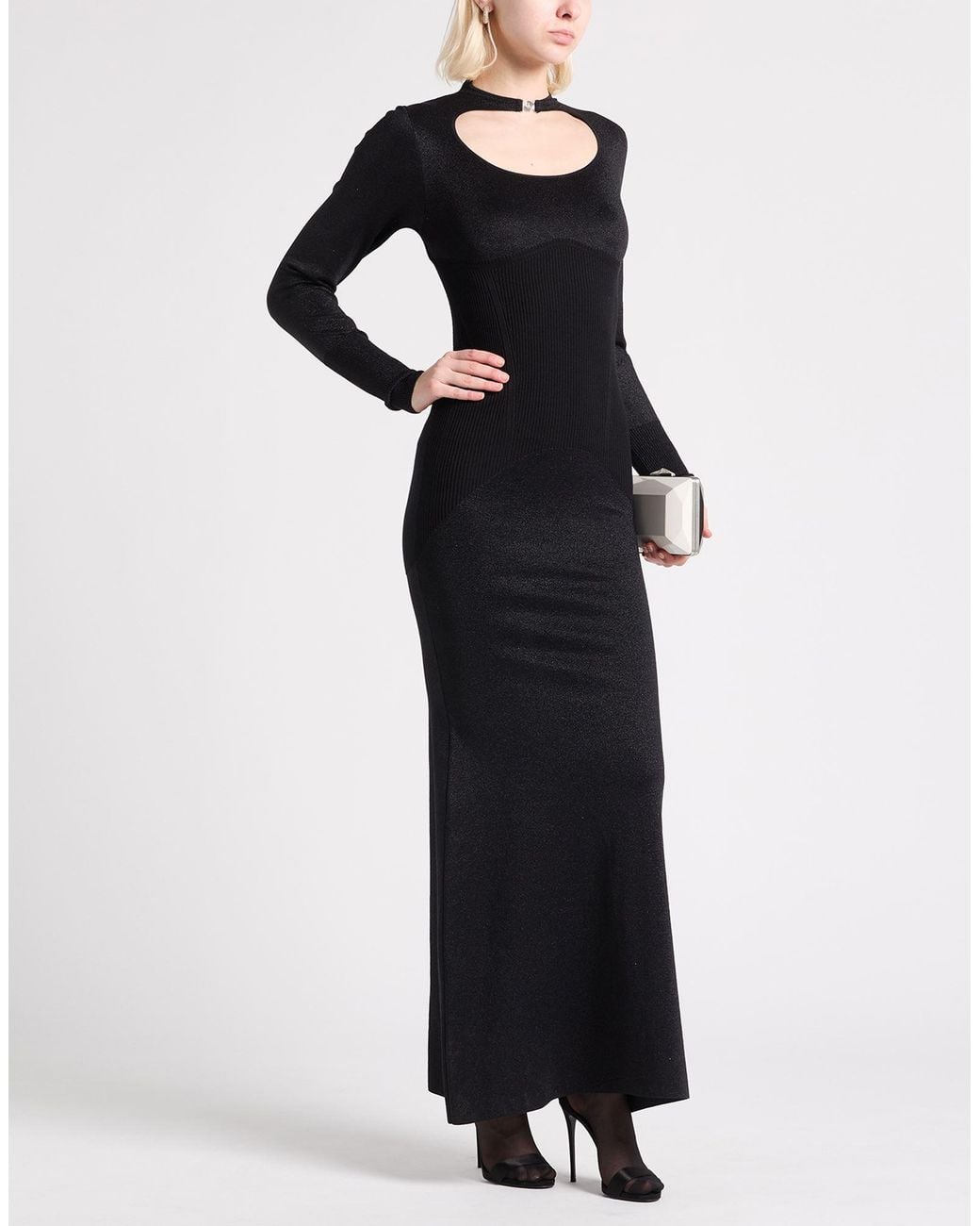 Lanvin Blue Maxi Dress Polyester, Polyamide, Cashmere, Virgin Wool, Silk