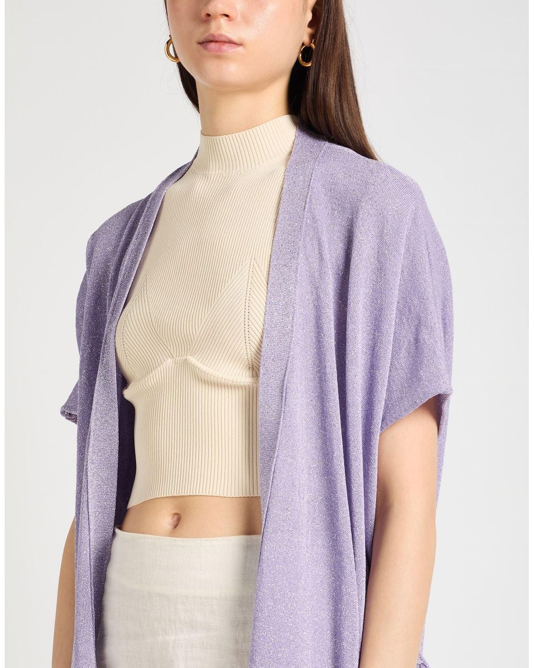 Dixie Purple Lilac Cardigan Viscose, Metallic Polyester, Polyamide, Polyester