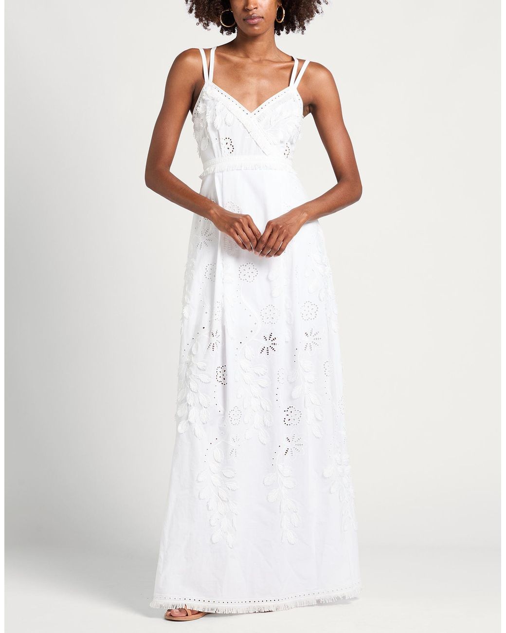 Alberta Ferretti White Maxi Dress Polyester, Cotton