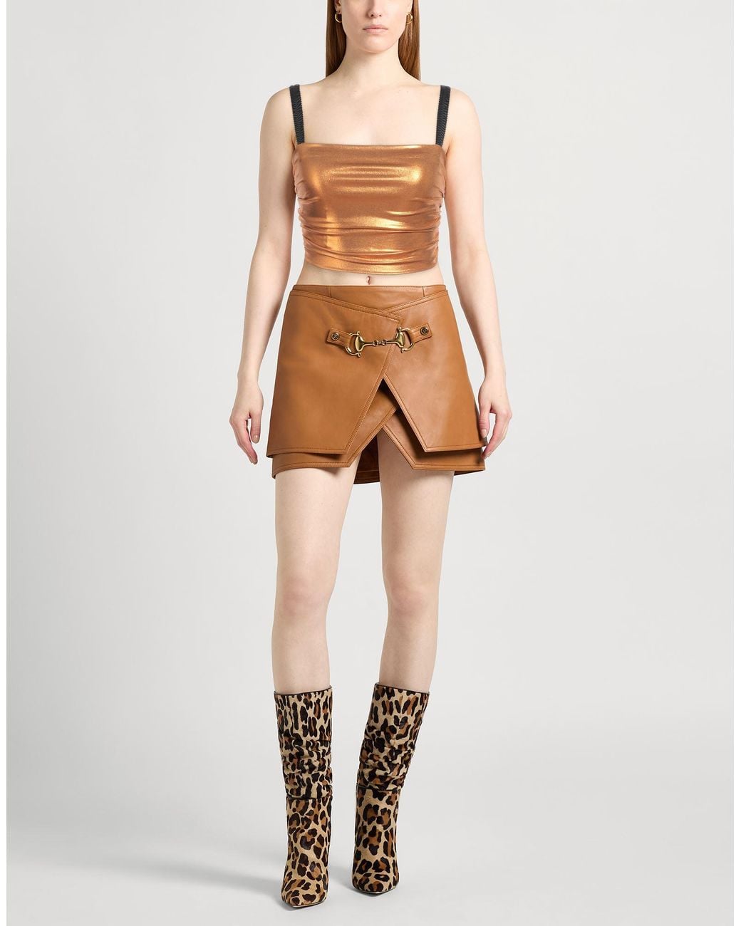 Dolce & Gabbana Brown Top Polyester, Silk, Elastane
