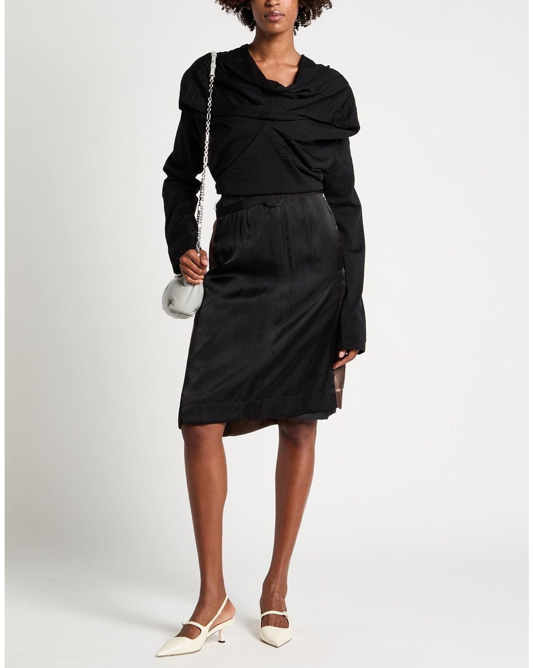 Maison Margiela Brown Khaki Midi Skirt Polyester, Wool, Acetate, Cupro