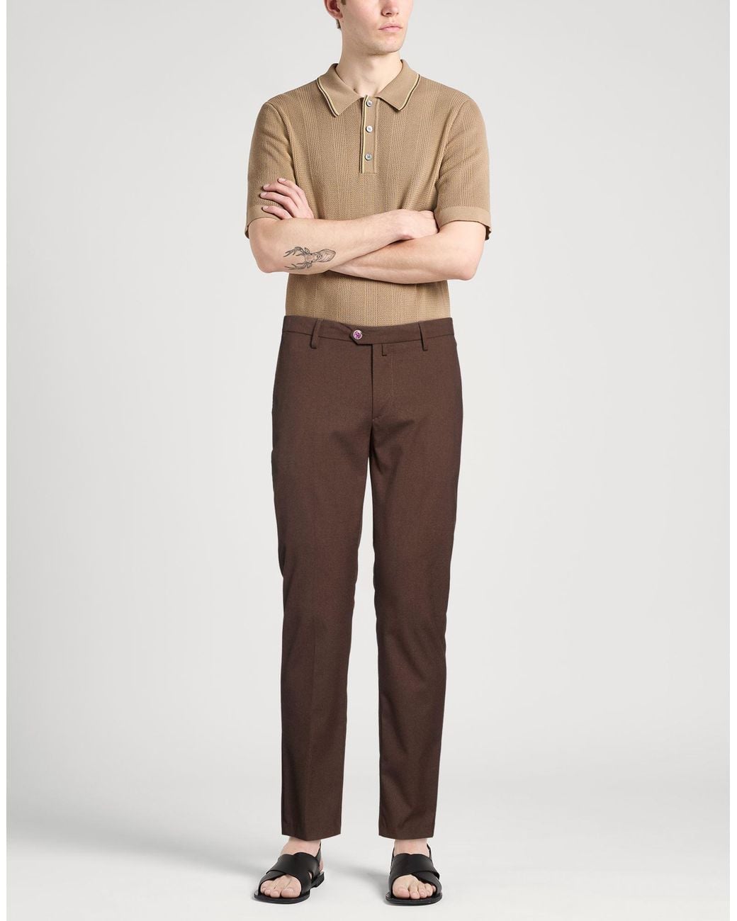 Barbati Brown Dark Pants Polyester, Viscose, Elastane for men