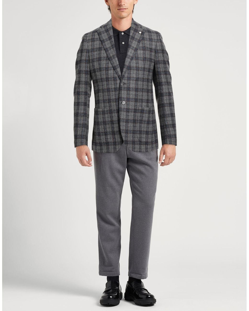 Luigi Bianchi Black Blazer Wool, Polyester for men