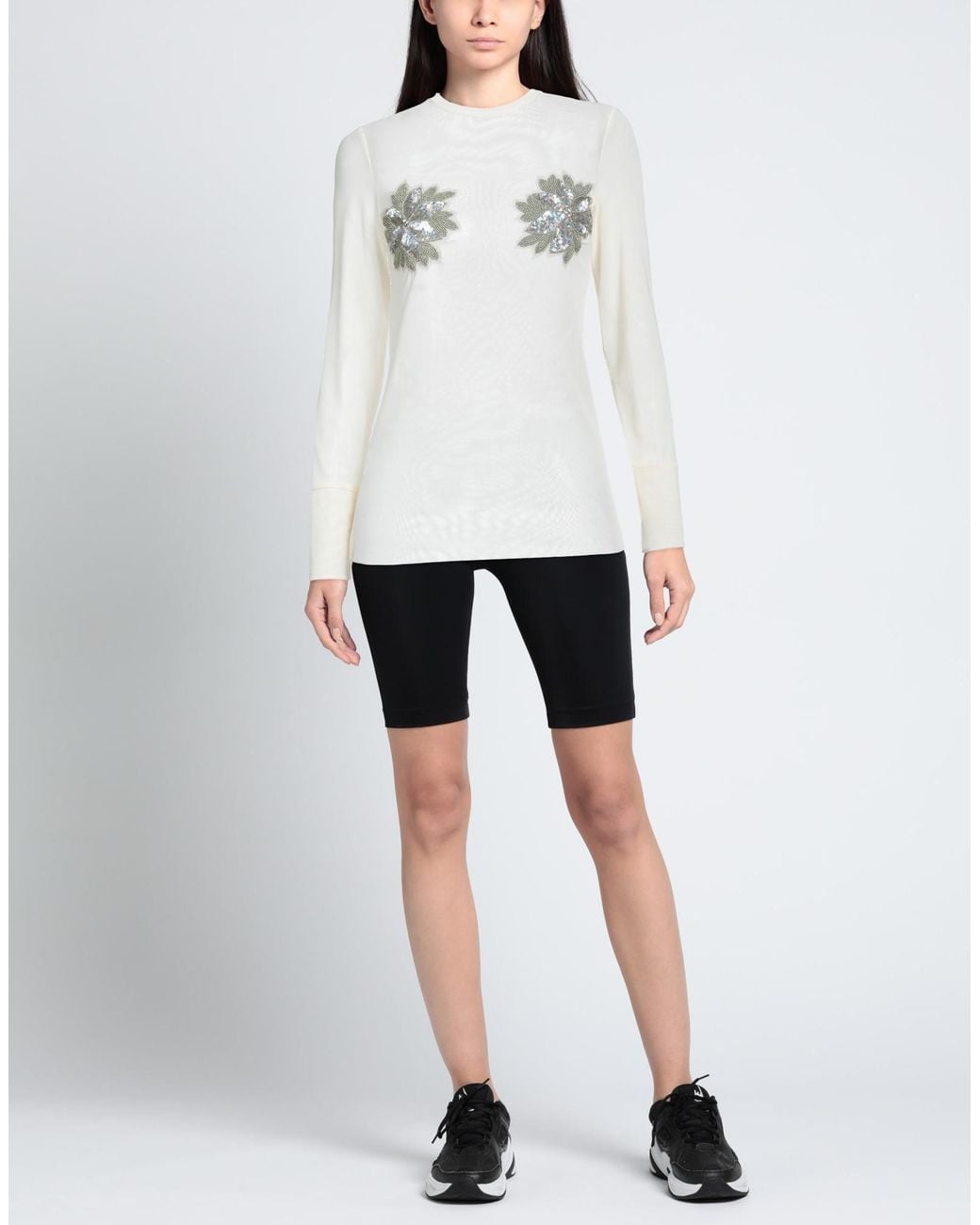 .., merci italia White Cream T-Shirt Polyamide, Elastane