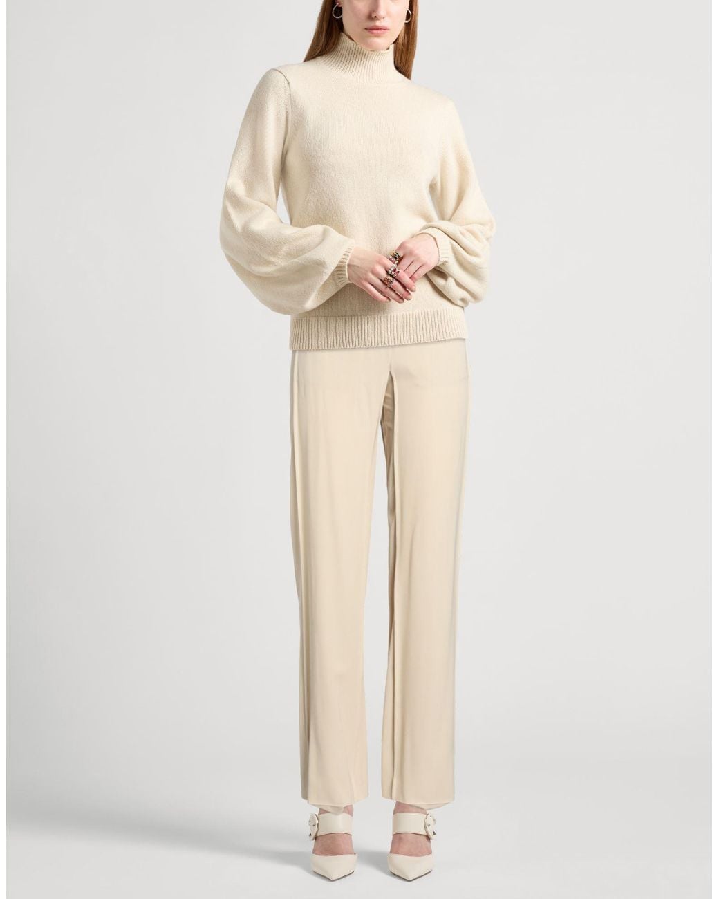 Lanvin Natural Pants Viscose, Wool