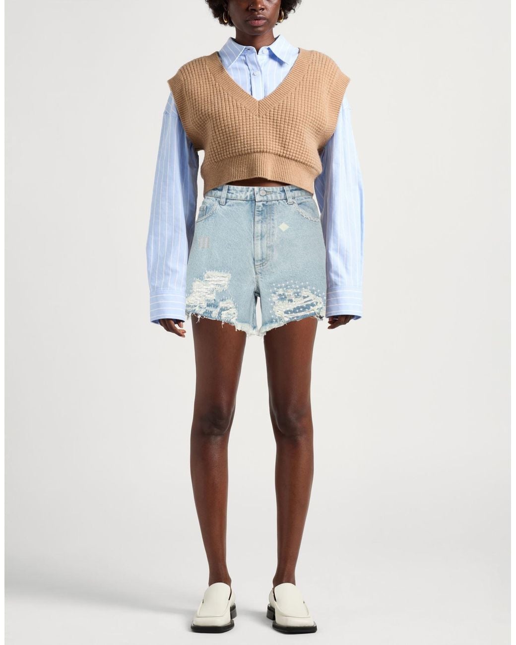 Sea Blue Denim Shorts Cotton