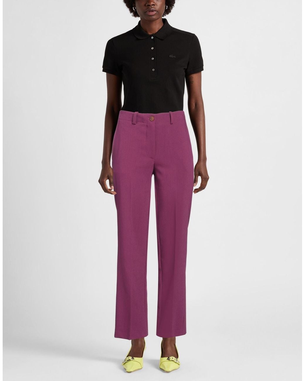 Alysi Purple Pants Polyester, Viscose, Elastane