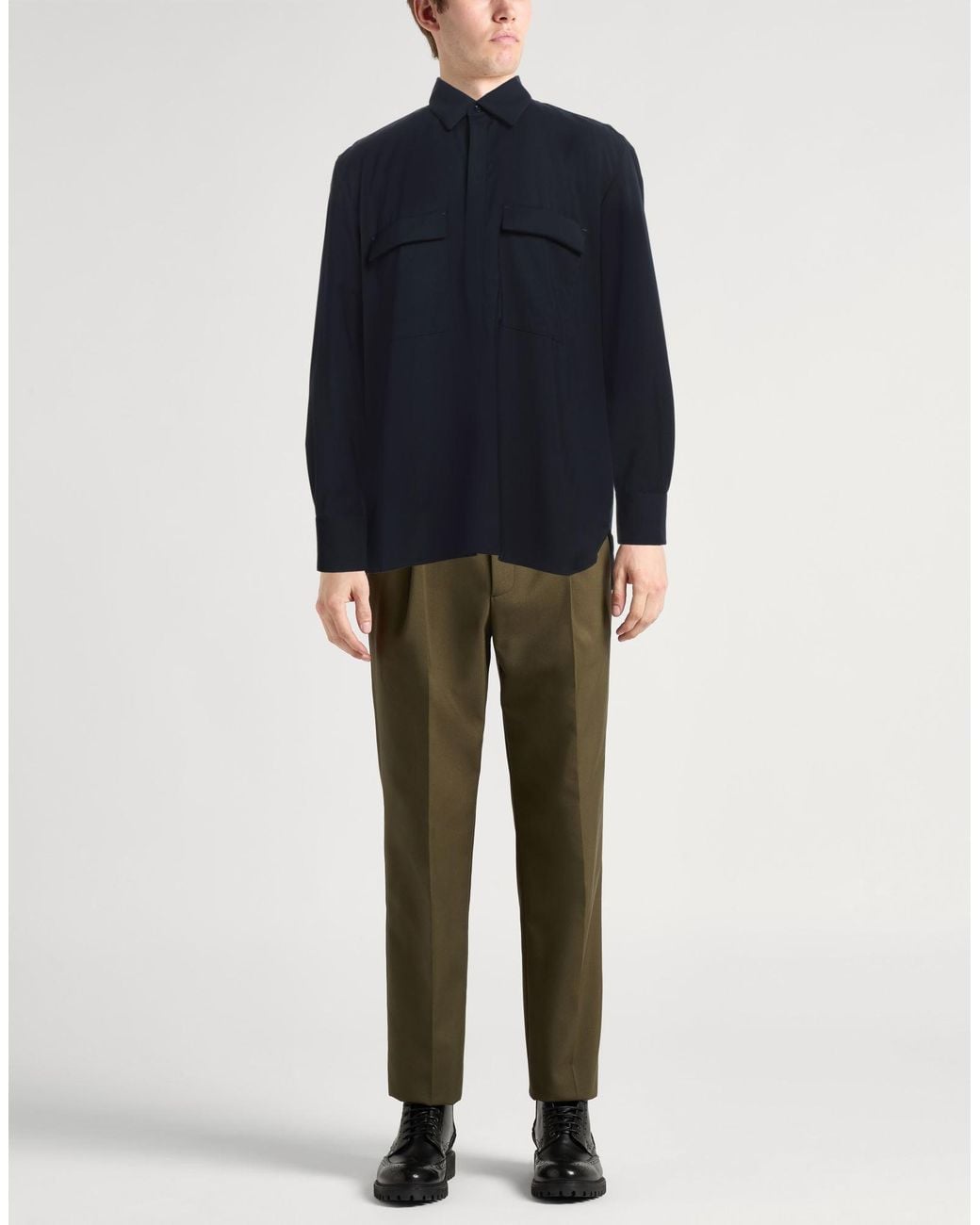 PT Torino Blue Midnight Shirt Virgin Wool for men