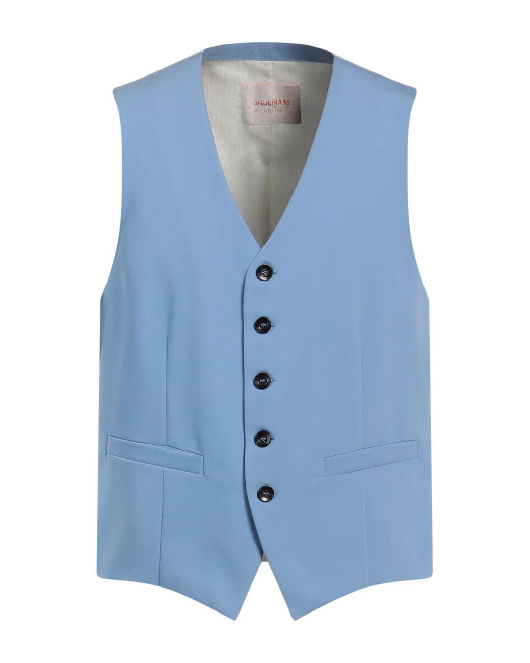 Officina 36 Blue Tailored Vest Polyester, Viscose, Elastane for men