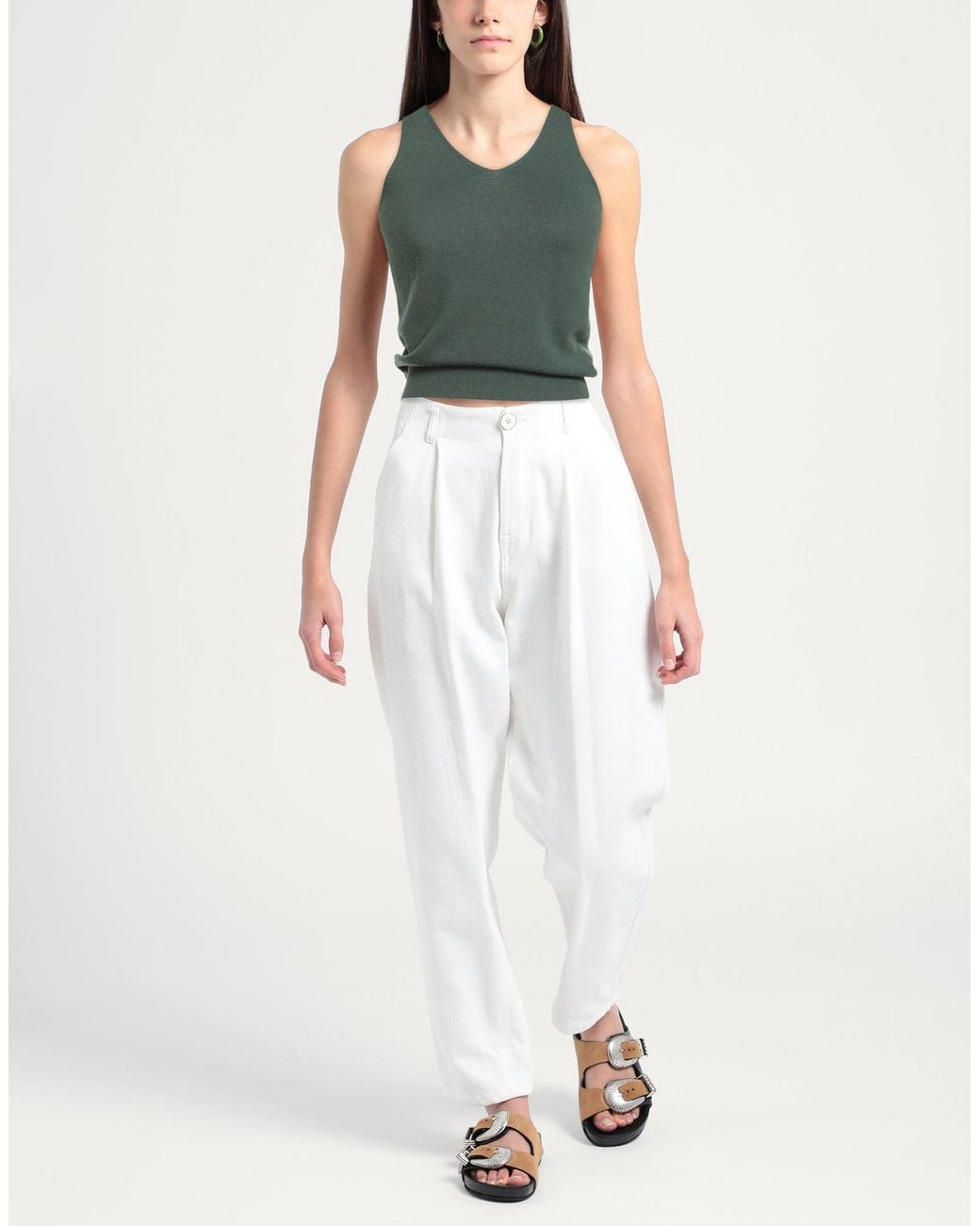 N.O.W. ANDREA ROSATI CASHMERE Green Top Wool, Viscose, Cashmere, Nylon