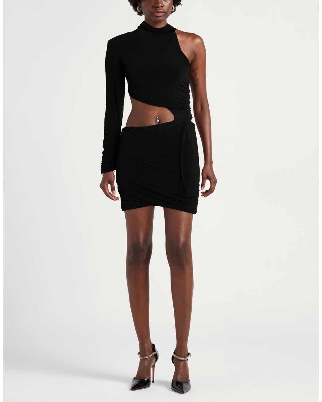Haveone Black Mini Dress Polyester, Elastane