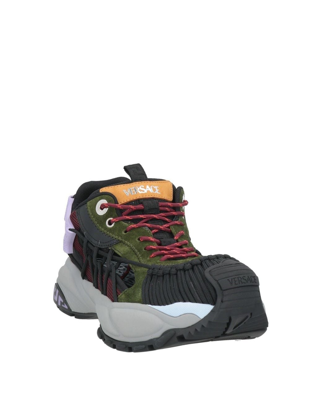 Versace Multicolor Military Sneakers Leather, Textile Fibers for men