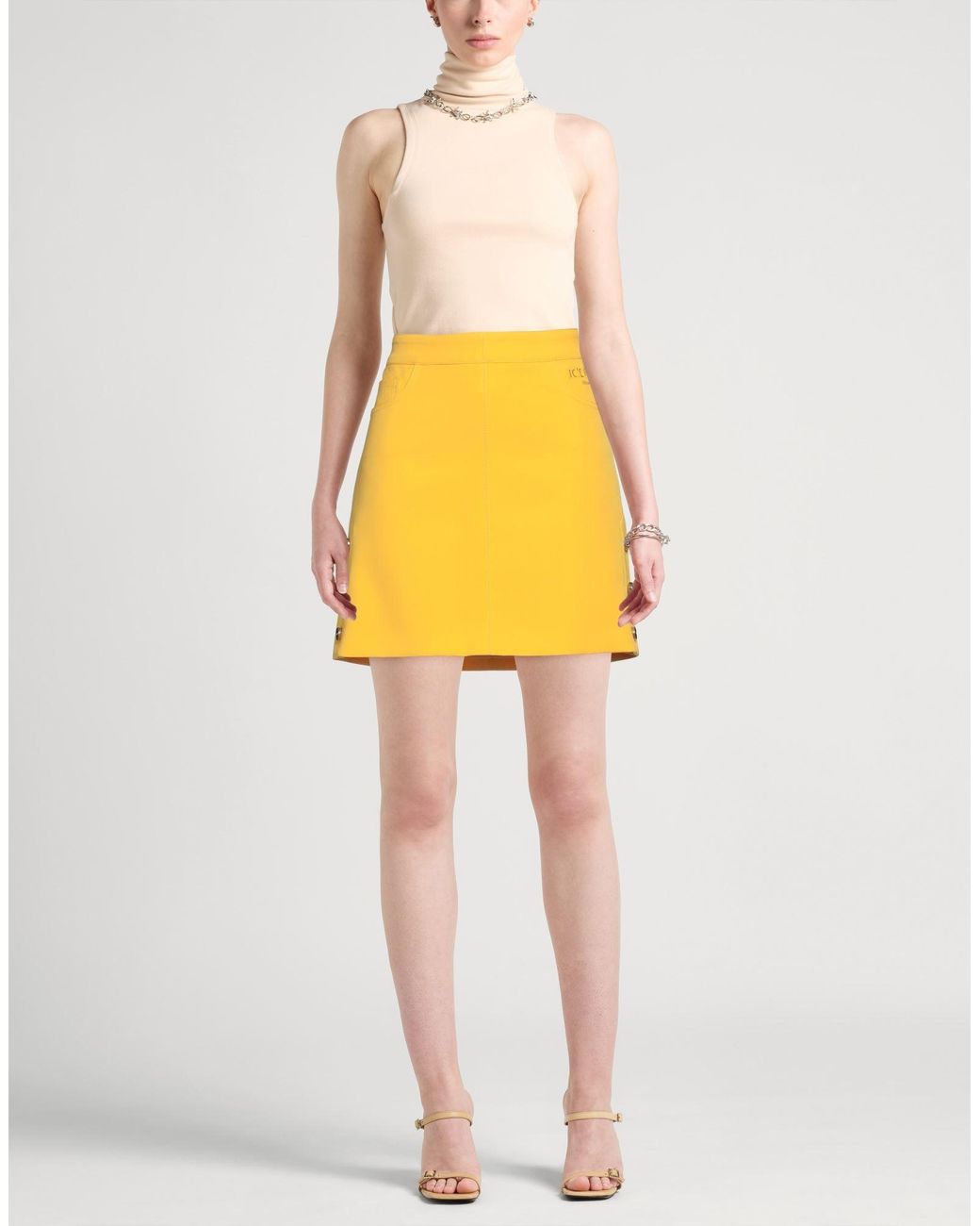 Iceberg Yellow Mini Skirt Polyester, Elastane