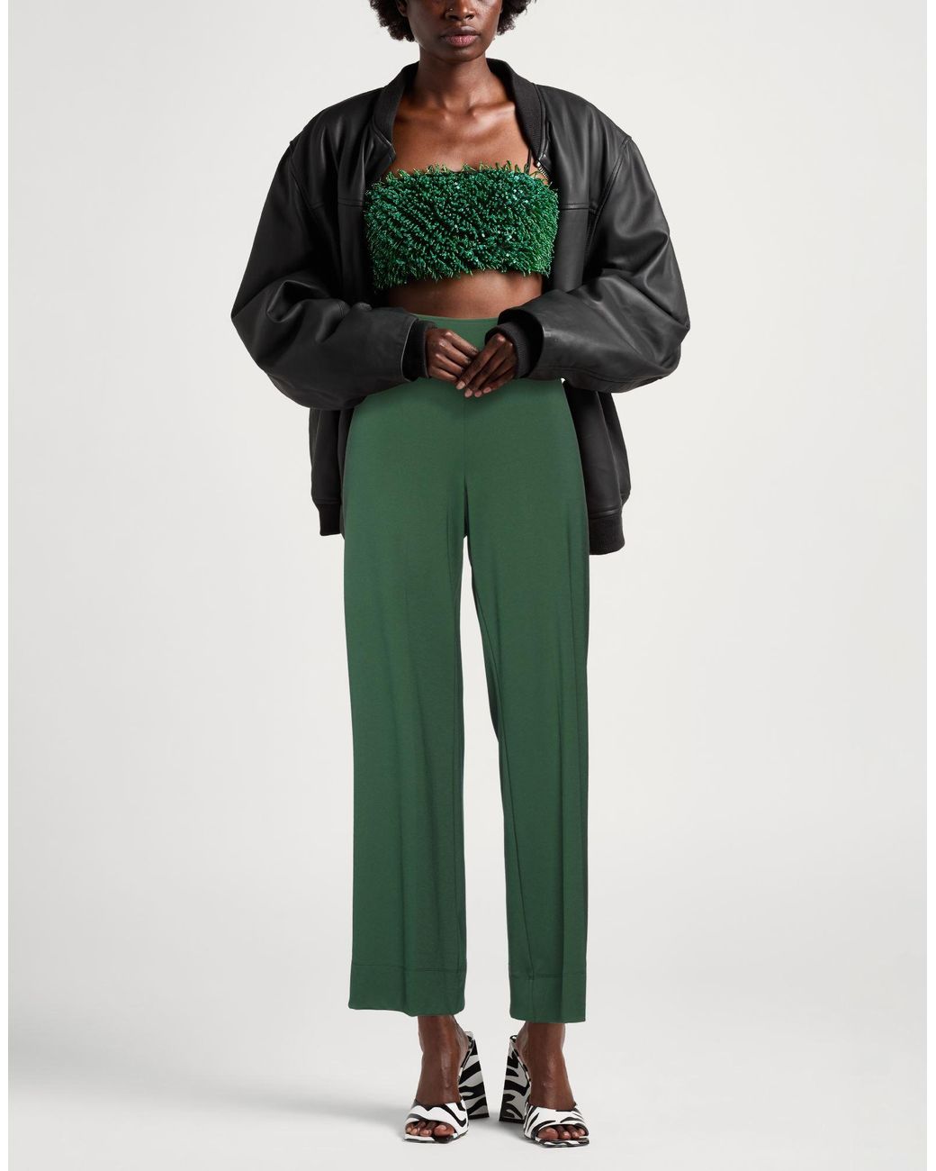 Gai Mattiolo Green Pants Polyester, Elastane