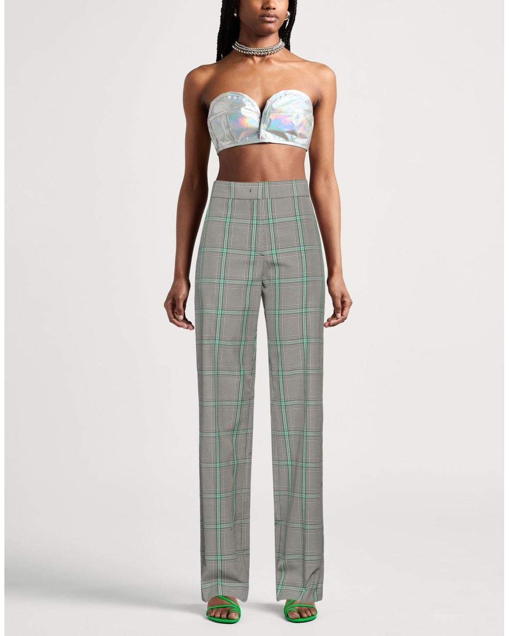MSGM Gray Pants Recycled Polyester, Cotton