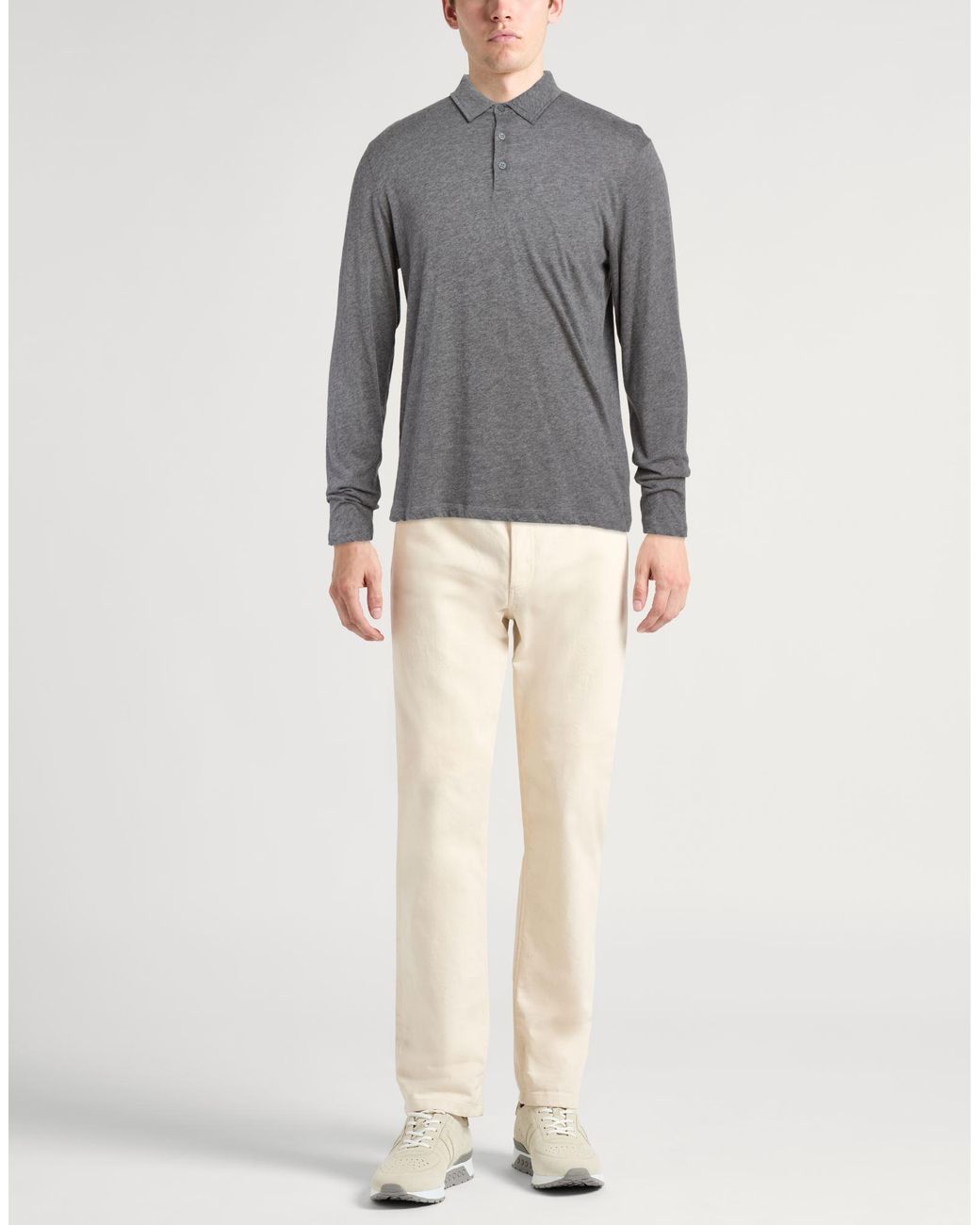 Majestic Filatures Gray Polo Shirt Organic Cotton, Cashmere for men