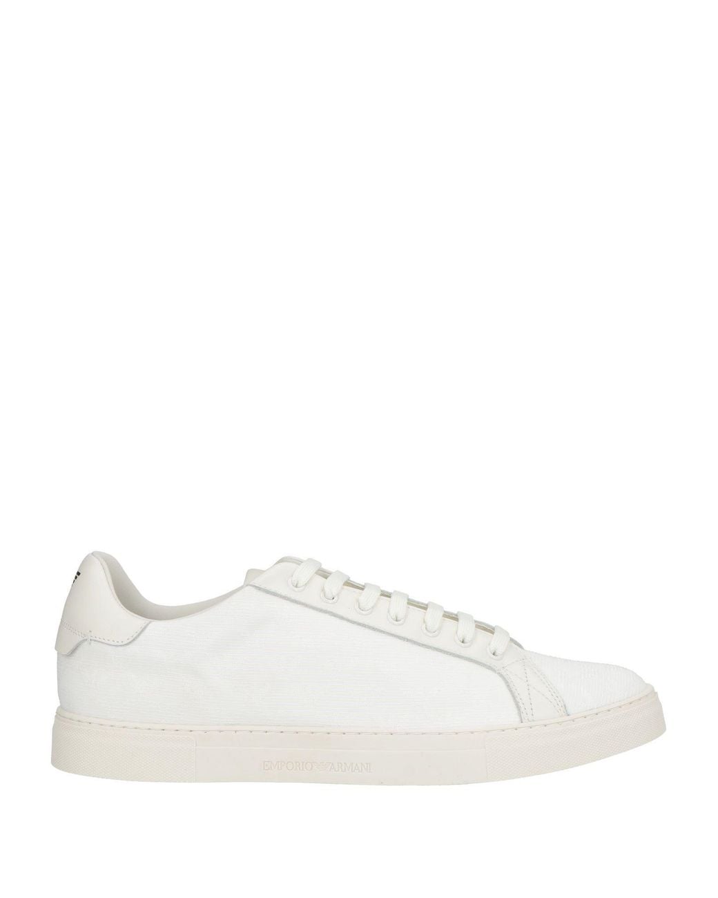 Emporio Armani White Sneakers Textile Fibers, Leather for men